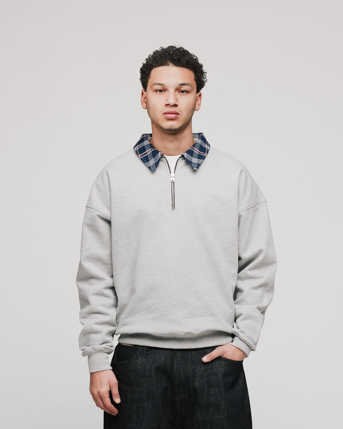 Flannel 1/4 Zip - Grey