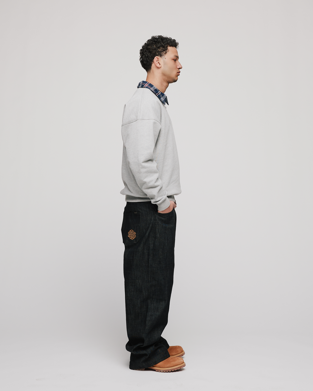 Flannel 1/4 Zip - Grey