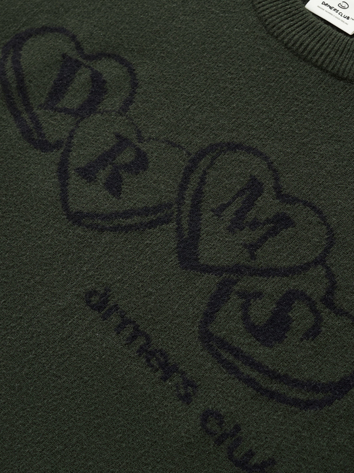 HEART KNIT SWEATER - DEEP OLIVE