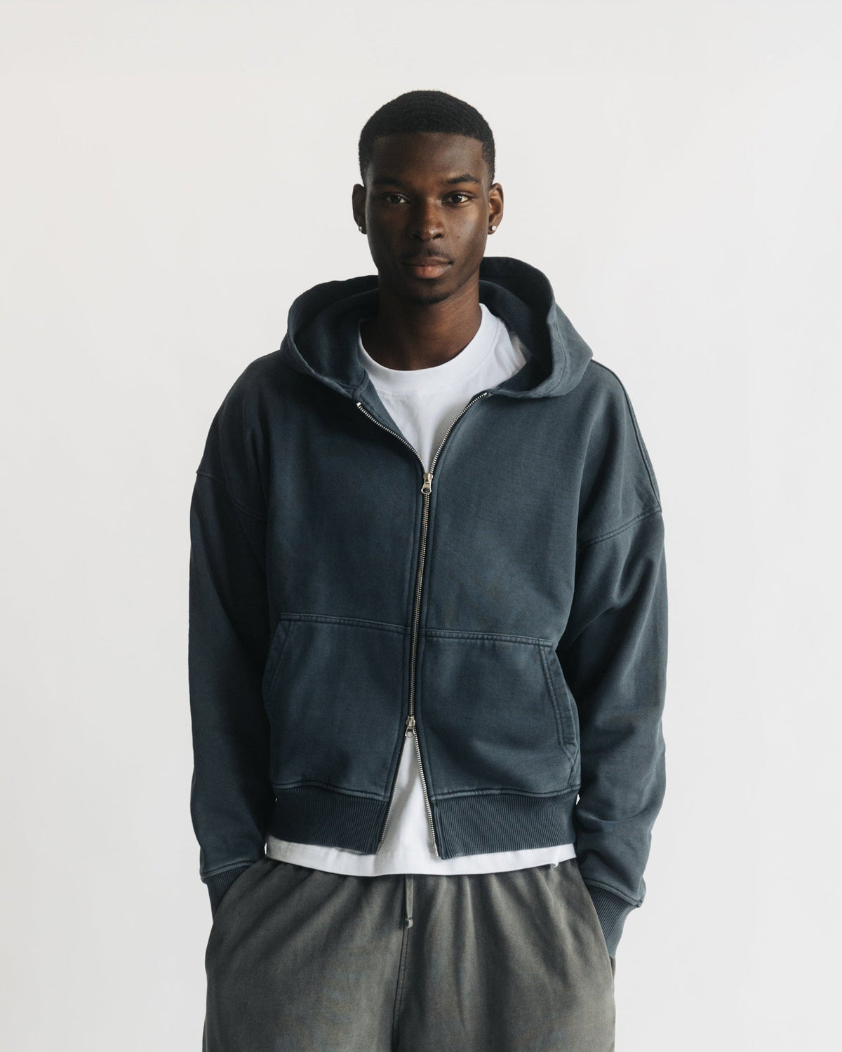 Thermal Lined Zip Hoodie - Vintage Navy