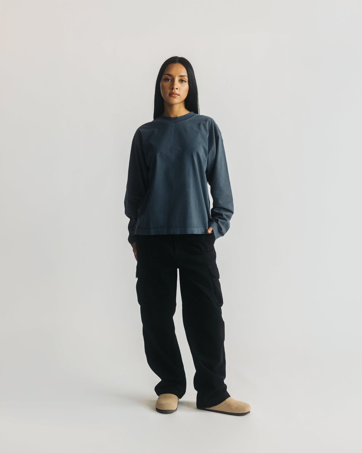 Cropped Long Sleeve - Vintage Navy