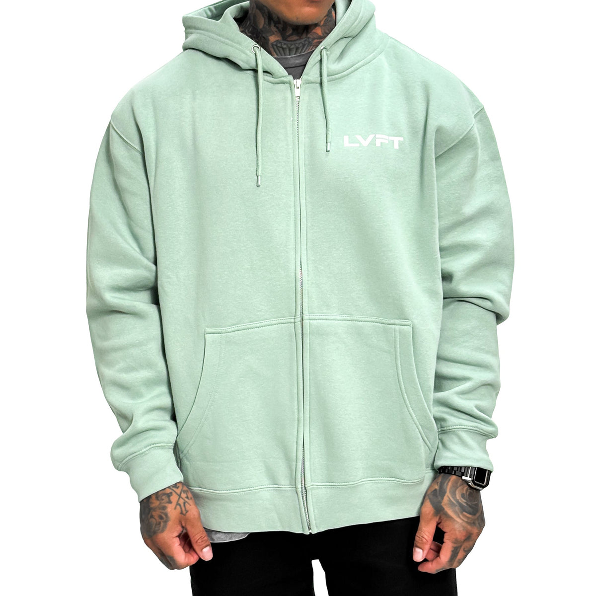 Slate Zip Up Hoodie - Seafoam