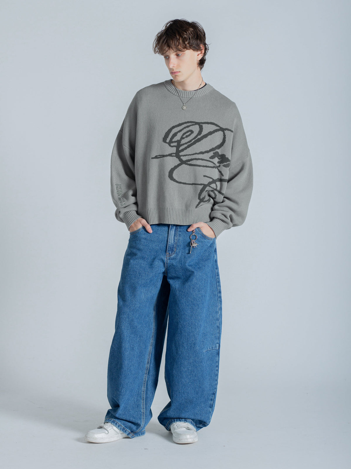 CURSIVE TEXT KNIT - MUTED SAGE