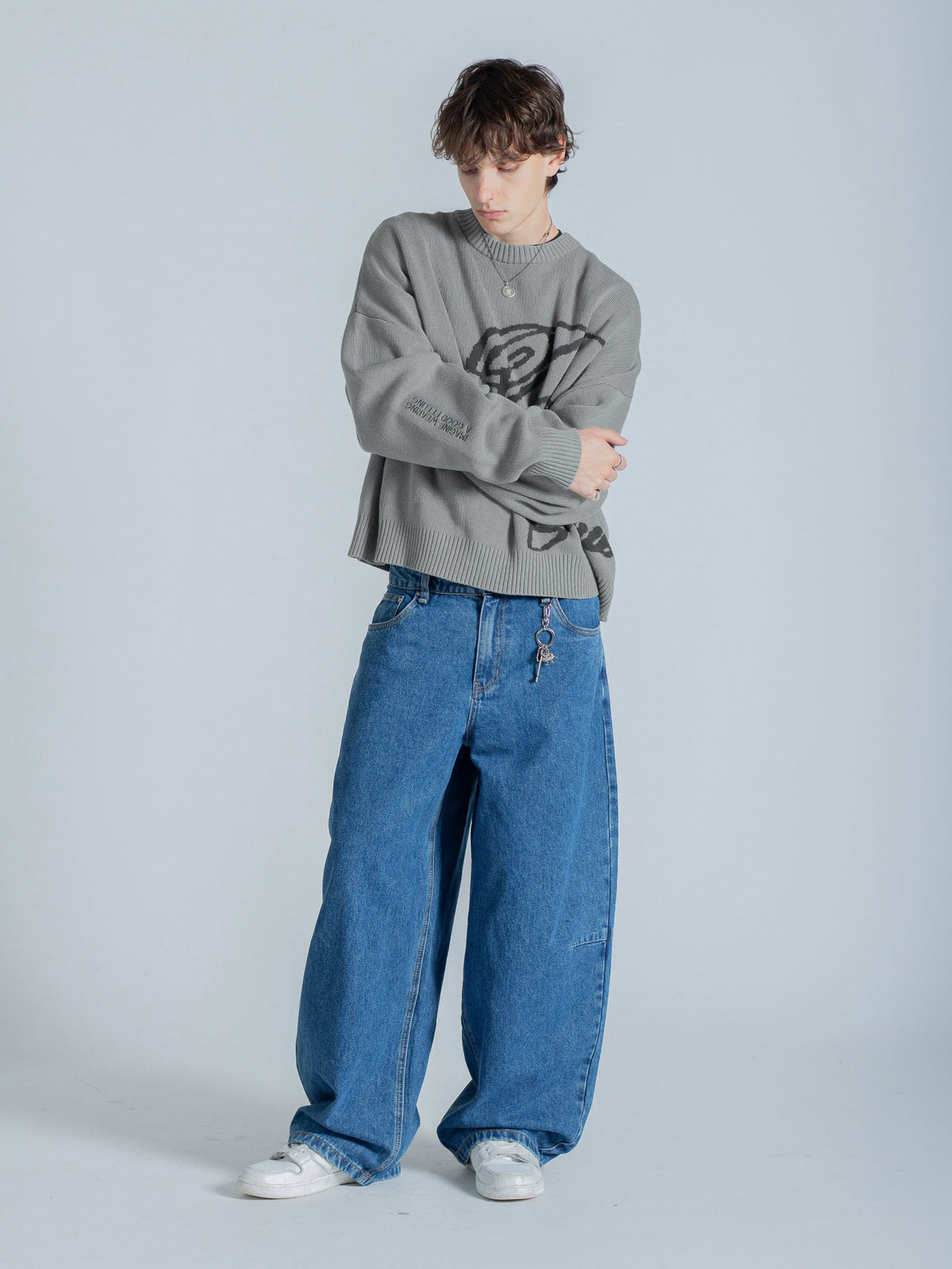 CURSIVE TEXT KNIT - MUTED SAGE