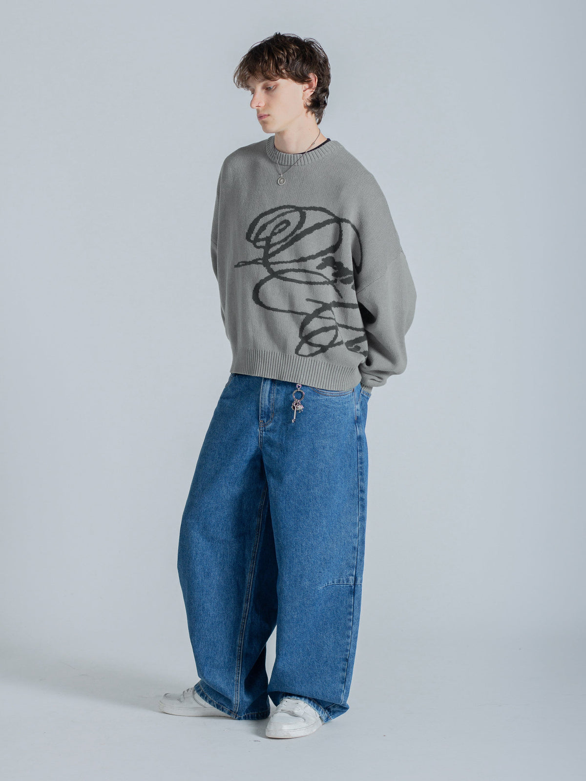CURSIVE TEXT KNIT - MUTED SAGE