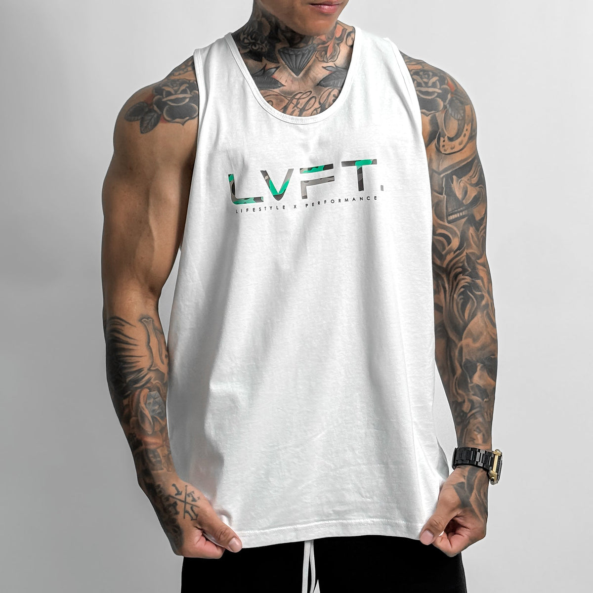 Recon Classic Tank - White / Teal Camo