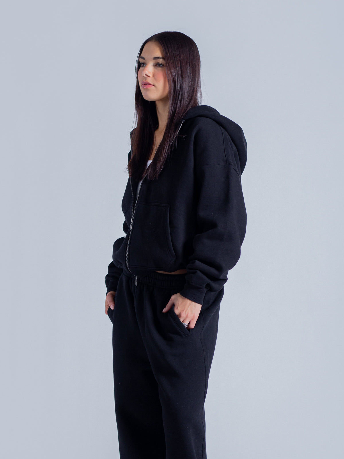 SIGNATURE BASIC ZIP UP - BLACK
