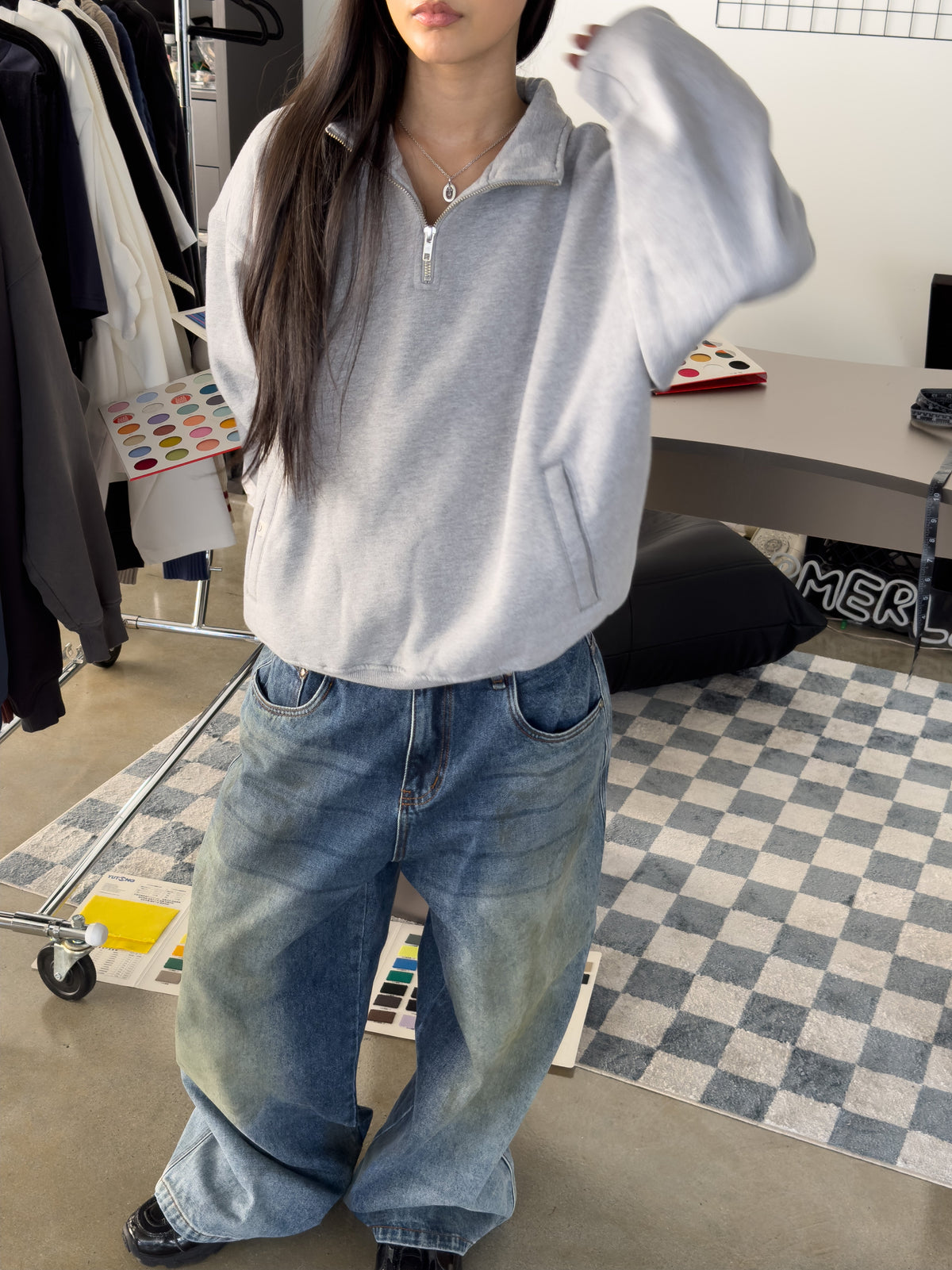 SIGNATURE BASIC QUARTER ZIP - GREY