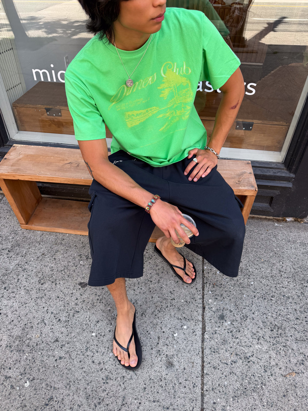 SIMPLE PLEASURES TEE - LIME GREEN