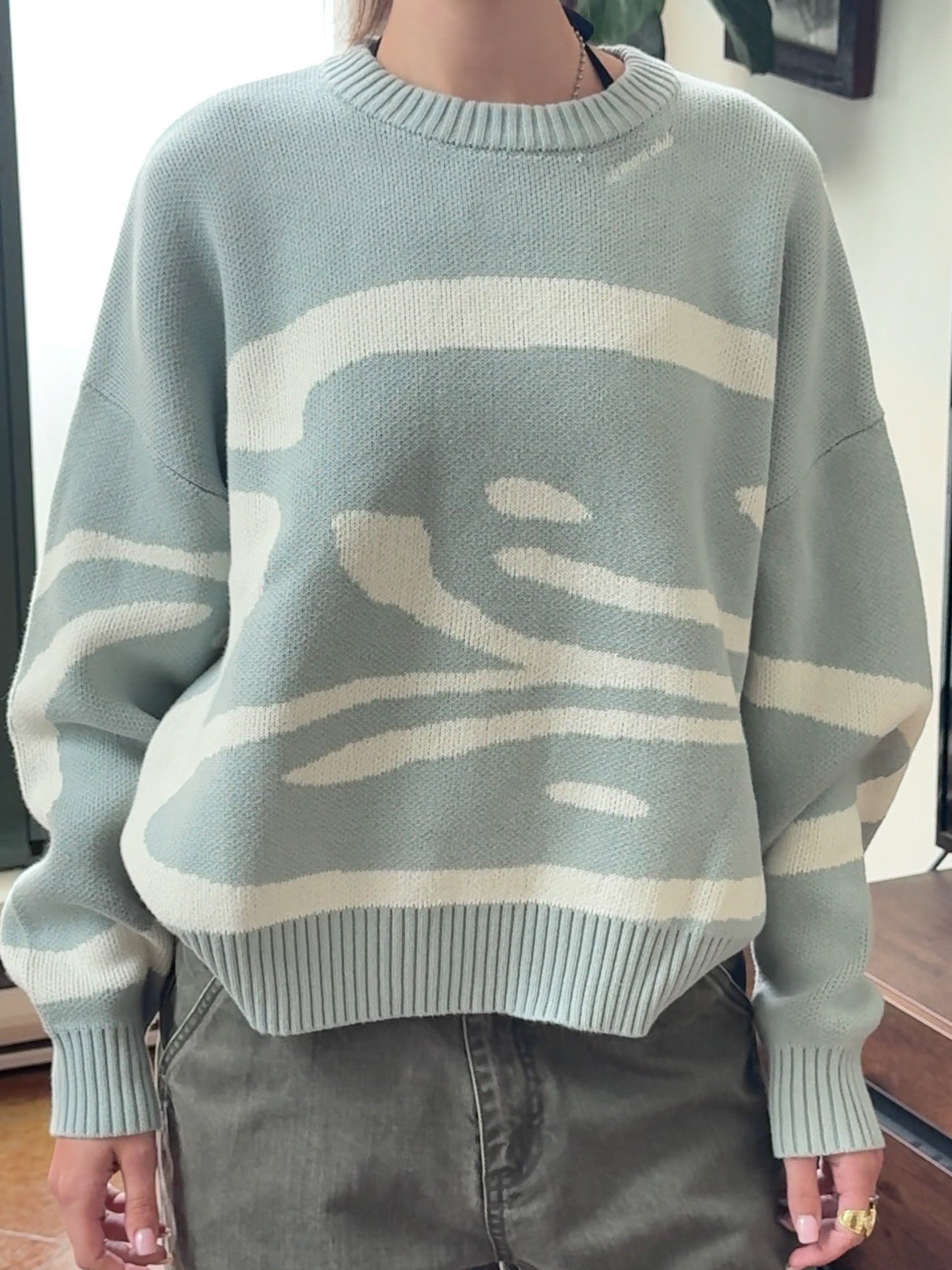 TRIPLE SMILEY KNIT - MUTED BLUE