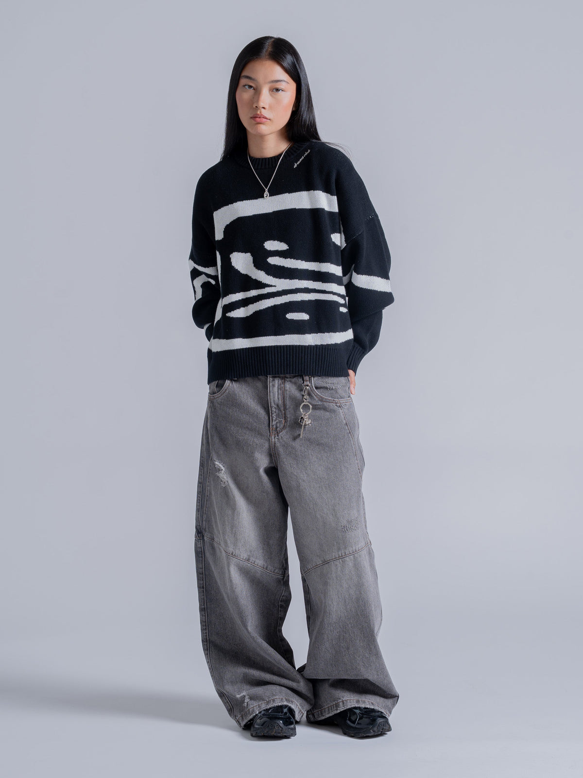 TRIPLE SMILEY KNIT - BLACK