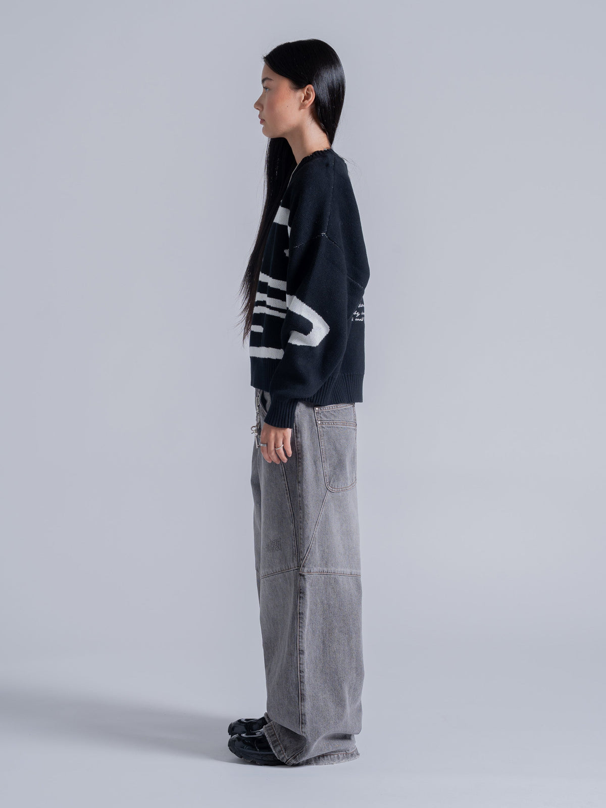 TRIPLE SMILEY KNIT - BLACK