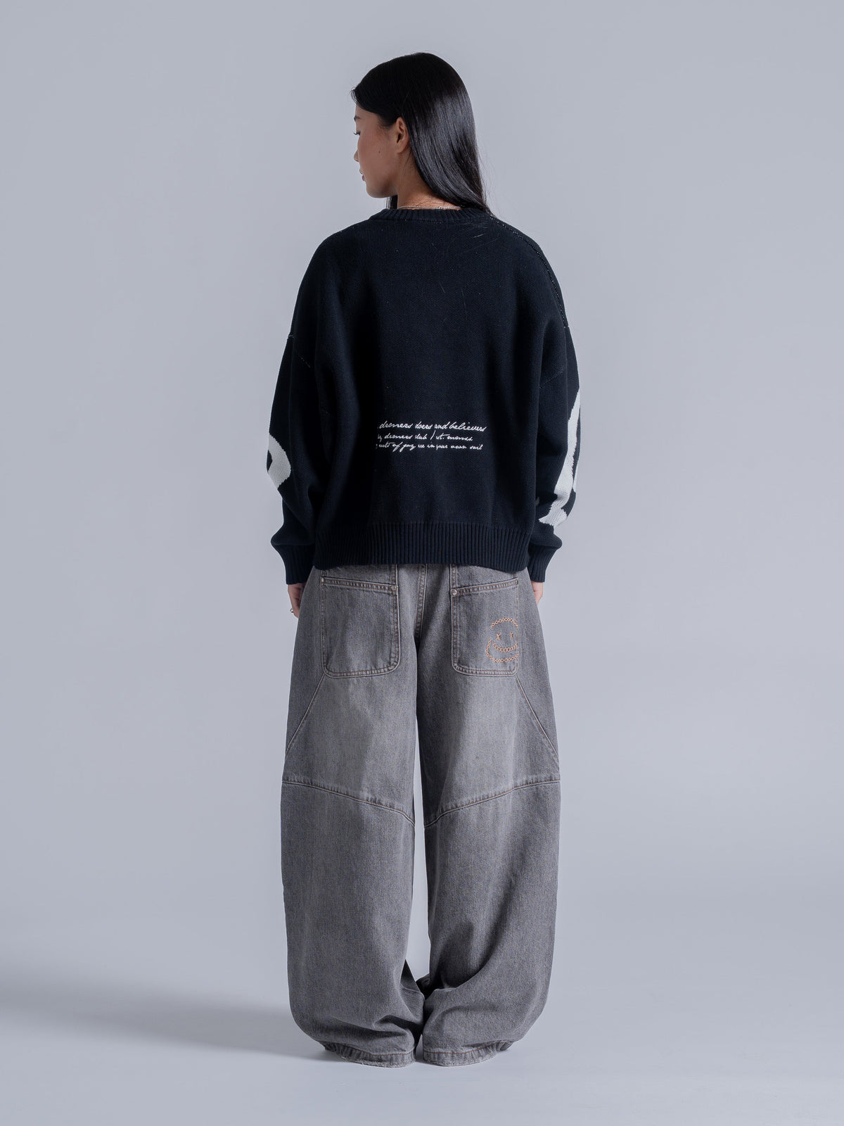 TRIPLE SMILEY KNIT - BLACK