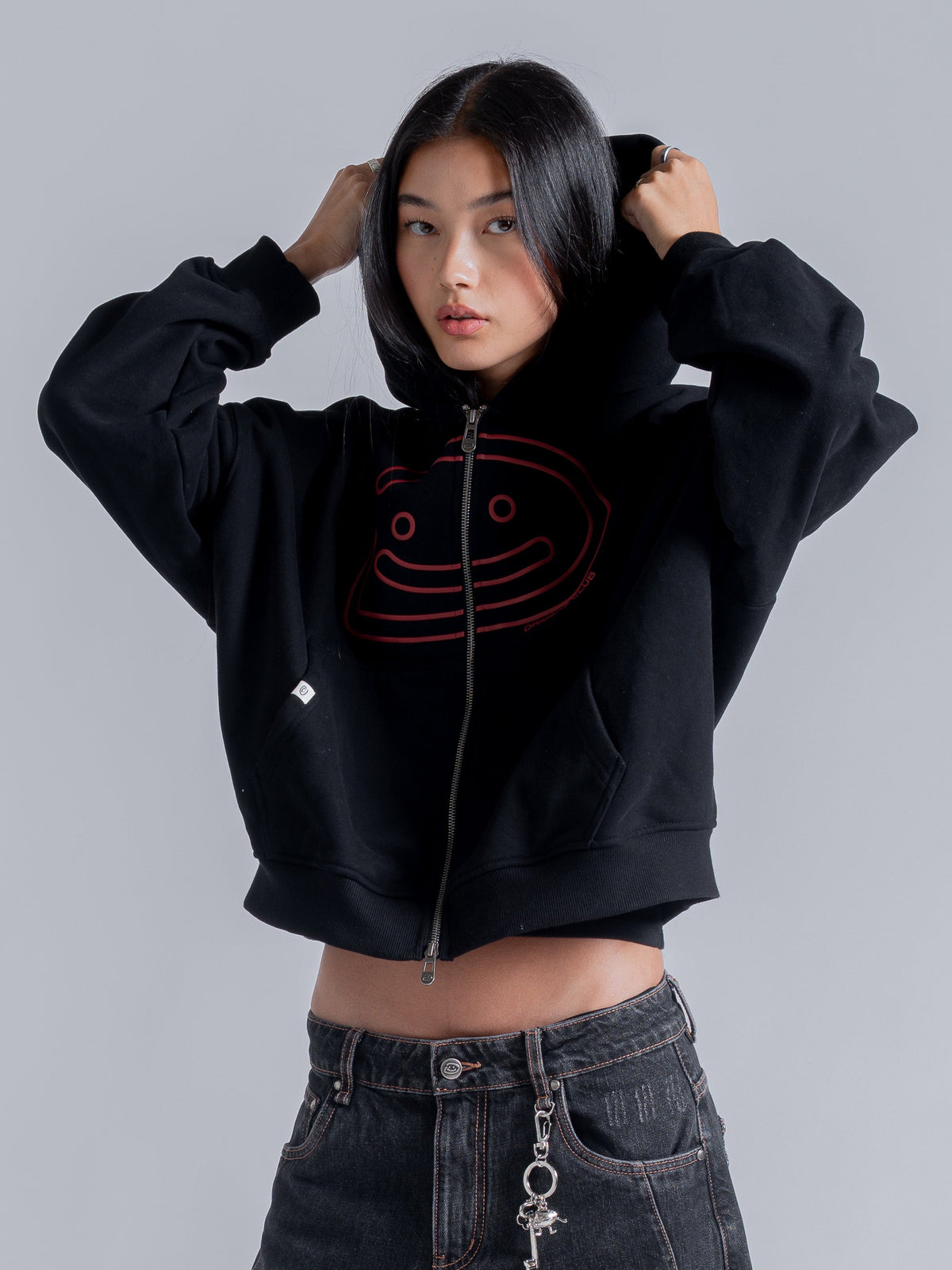 SMILEY BOXY DOUBLE ZIP - BLACK