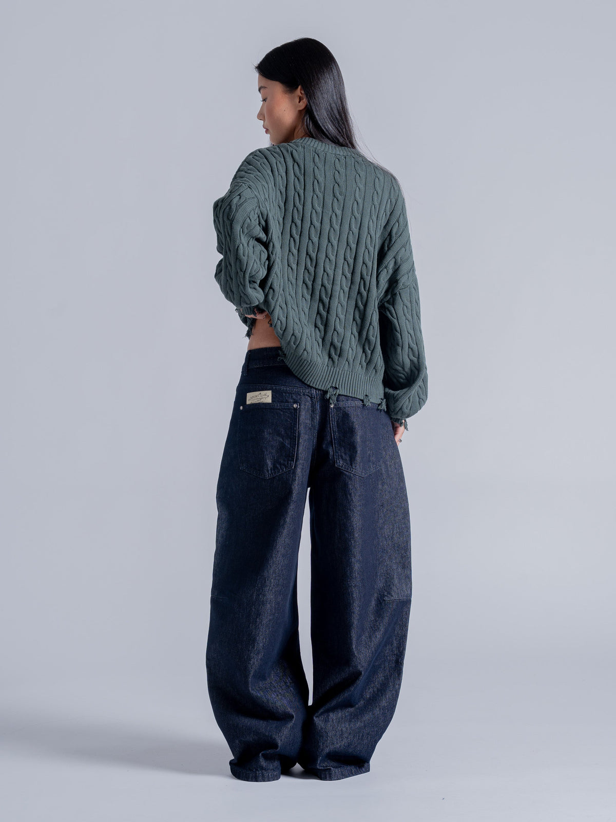 CABLE KNIT SWEATER - GREEN