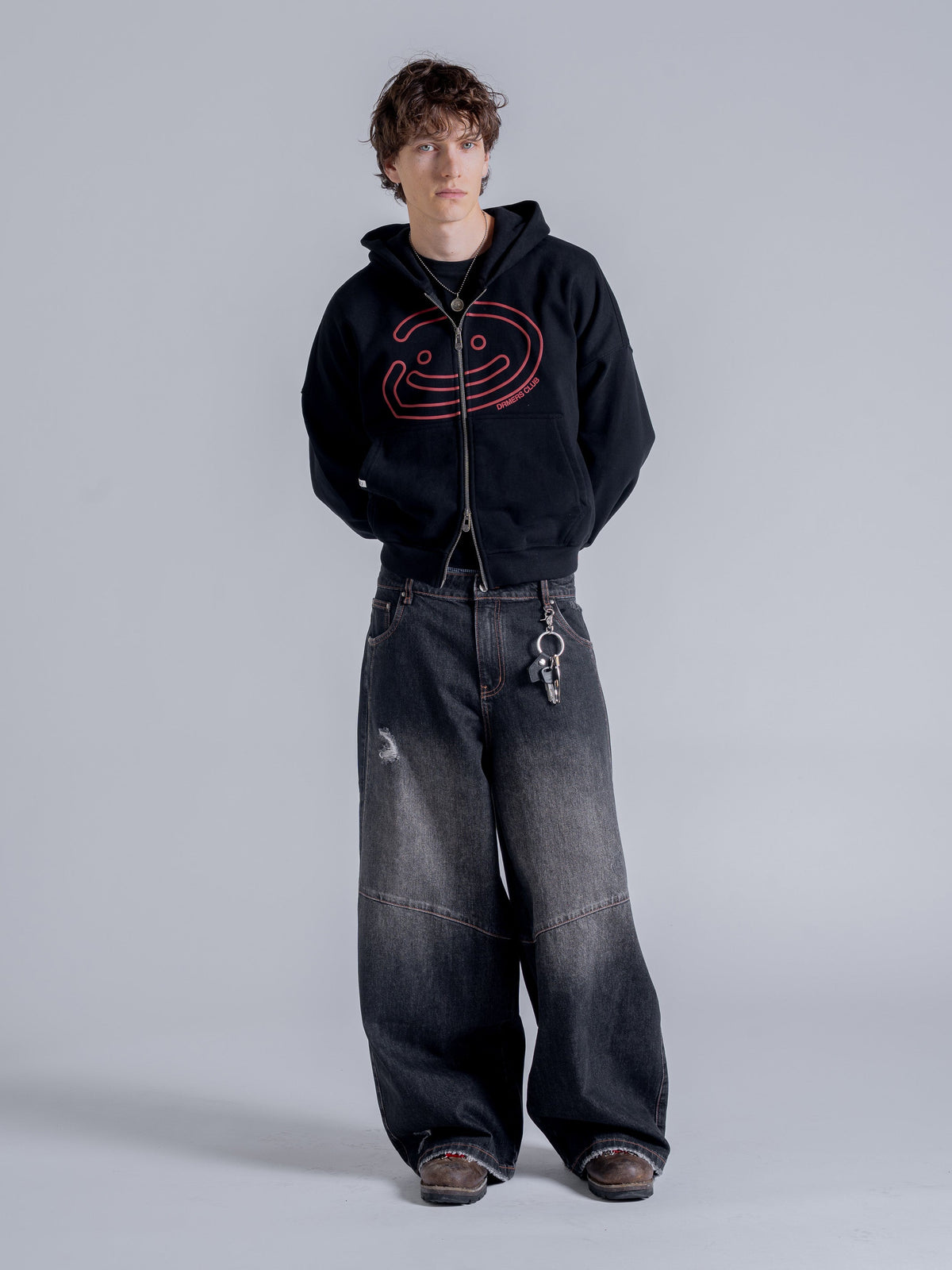 SMILEY BOXY DOUBLE ZIP - BLACK