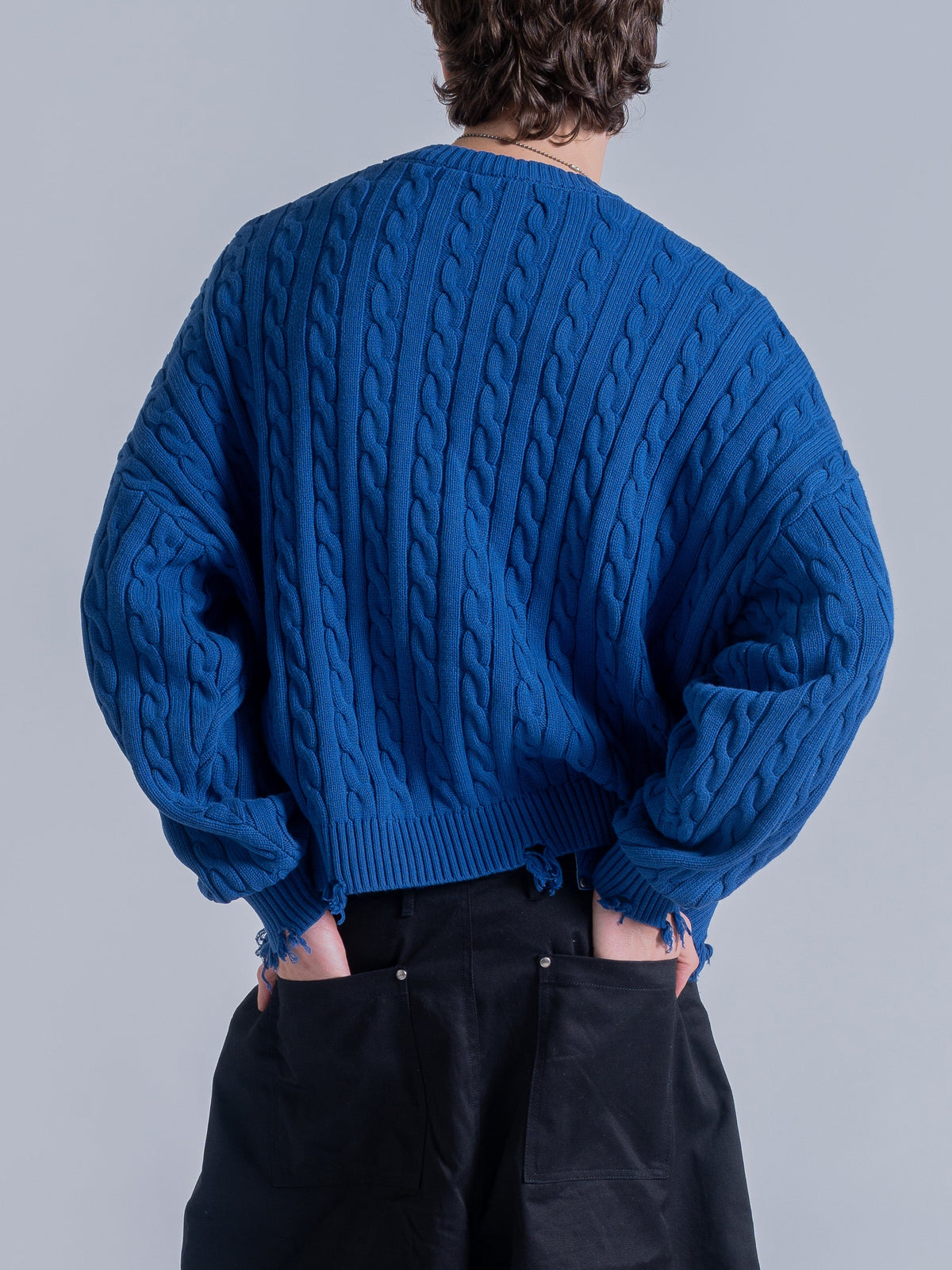 CABLE KNIT SWEATER - COBALT