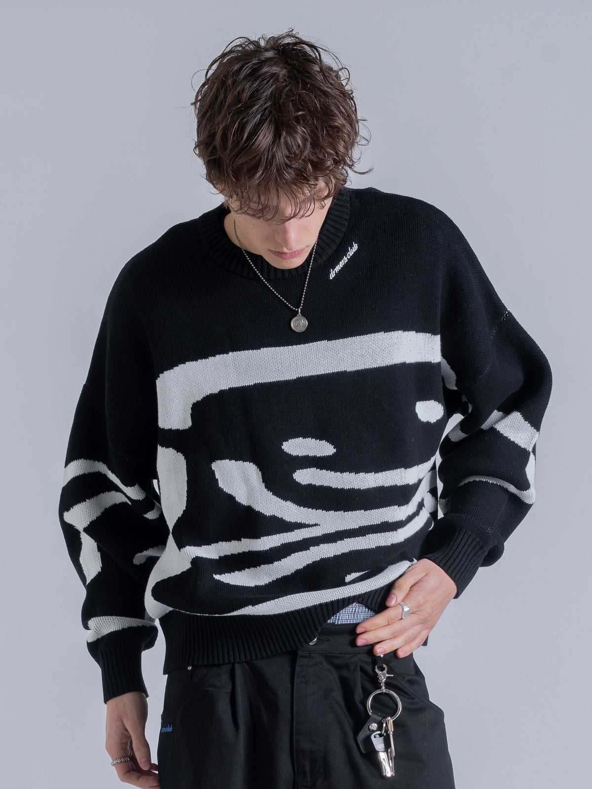 TRIPLE SMILEY KNIT - BLACK