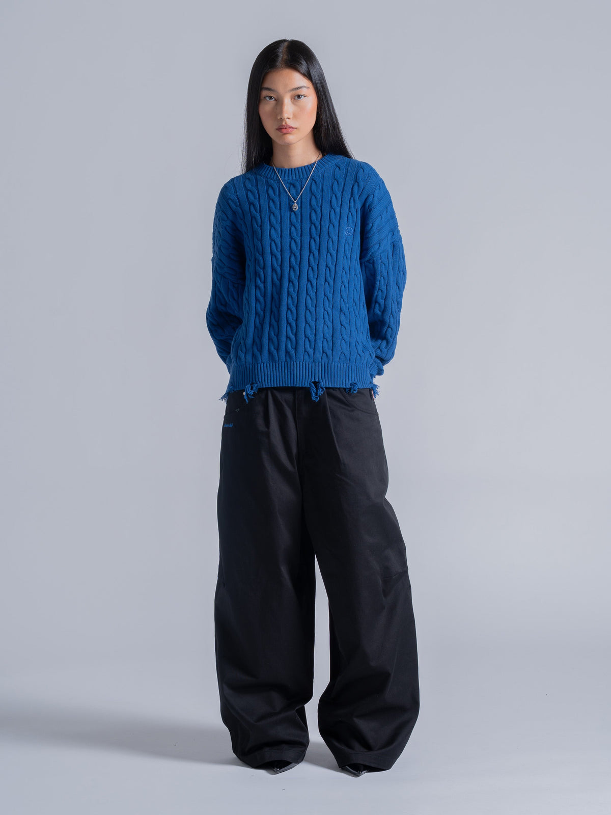 CABLE KNIT SWEATER - COBALT