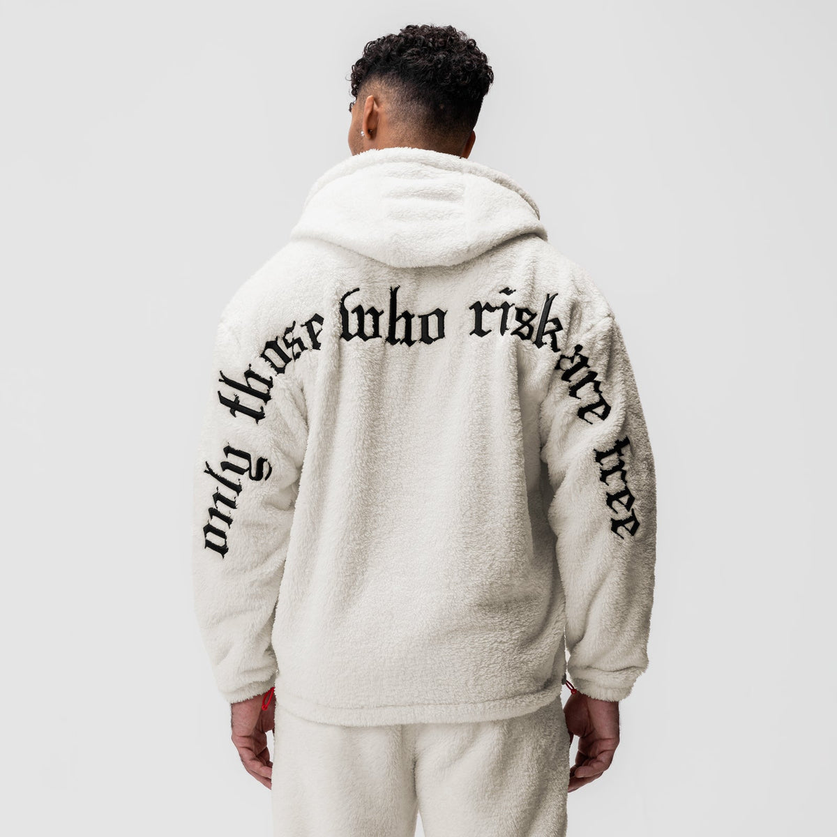 0887. Sherpa Recovery Full Zip Hoodie - Ivory Cream/Black