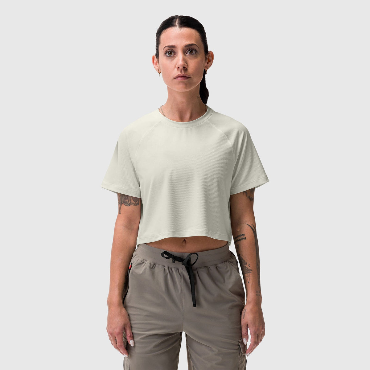 W018. AeroSilver® Cropped Tee - Ivory Cream