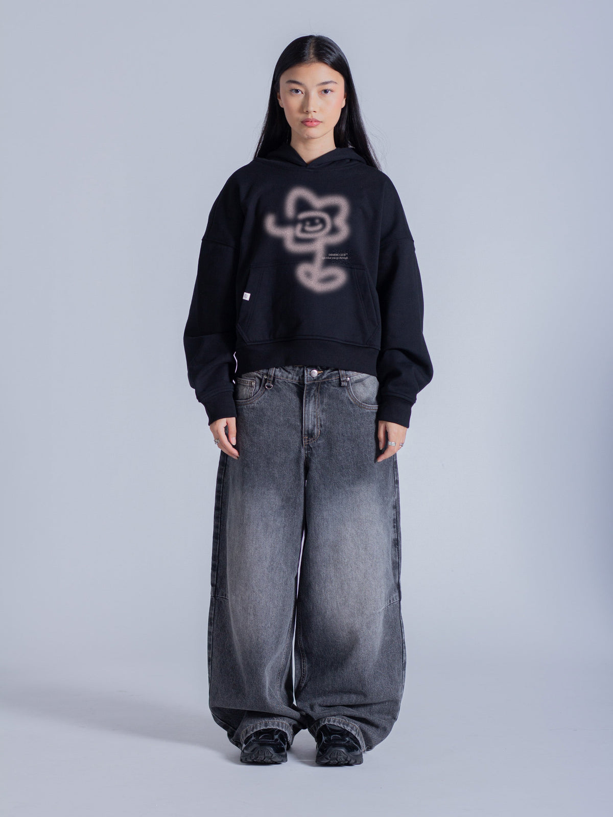 GRAFFITI FLOWER HOODIE - BLACK