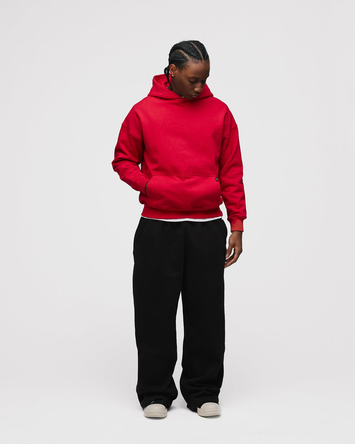 Drop Shoulder Hoodie - Red