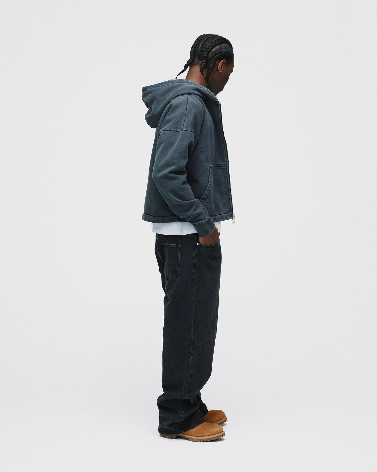 Mind is Hours Cropped Zip Hoodie - Vintage Black