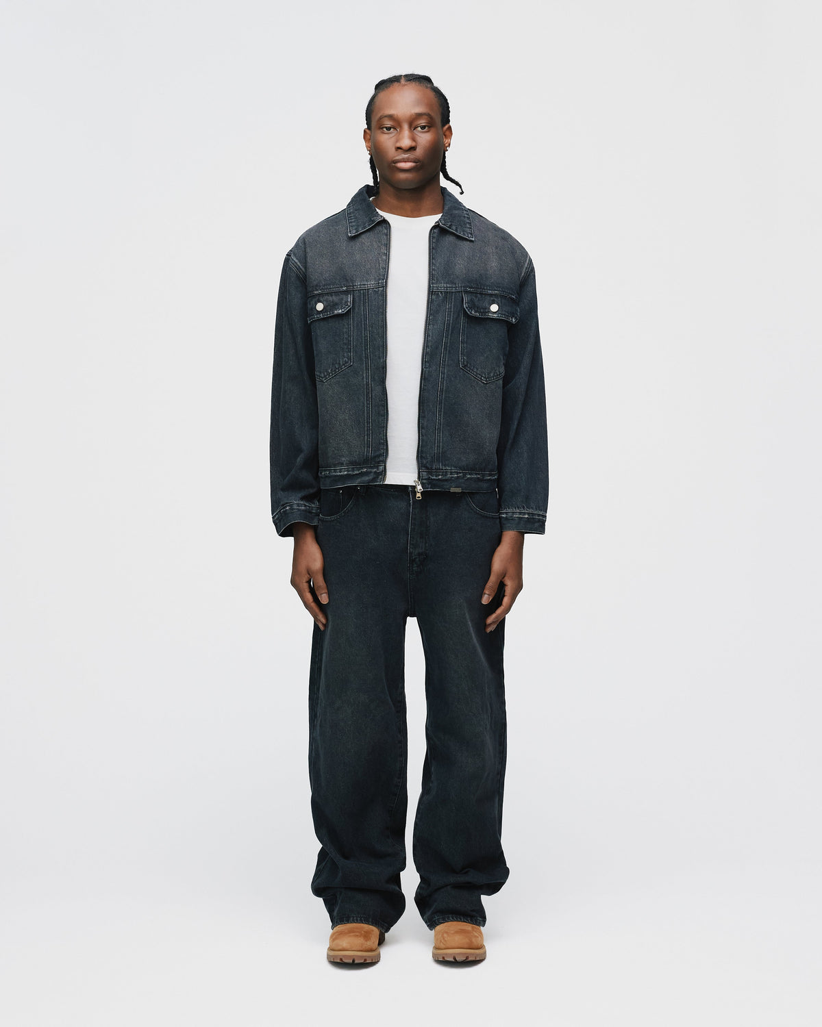 Baggy Denim Pants - Washed Black