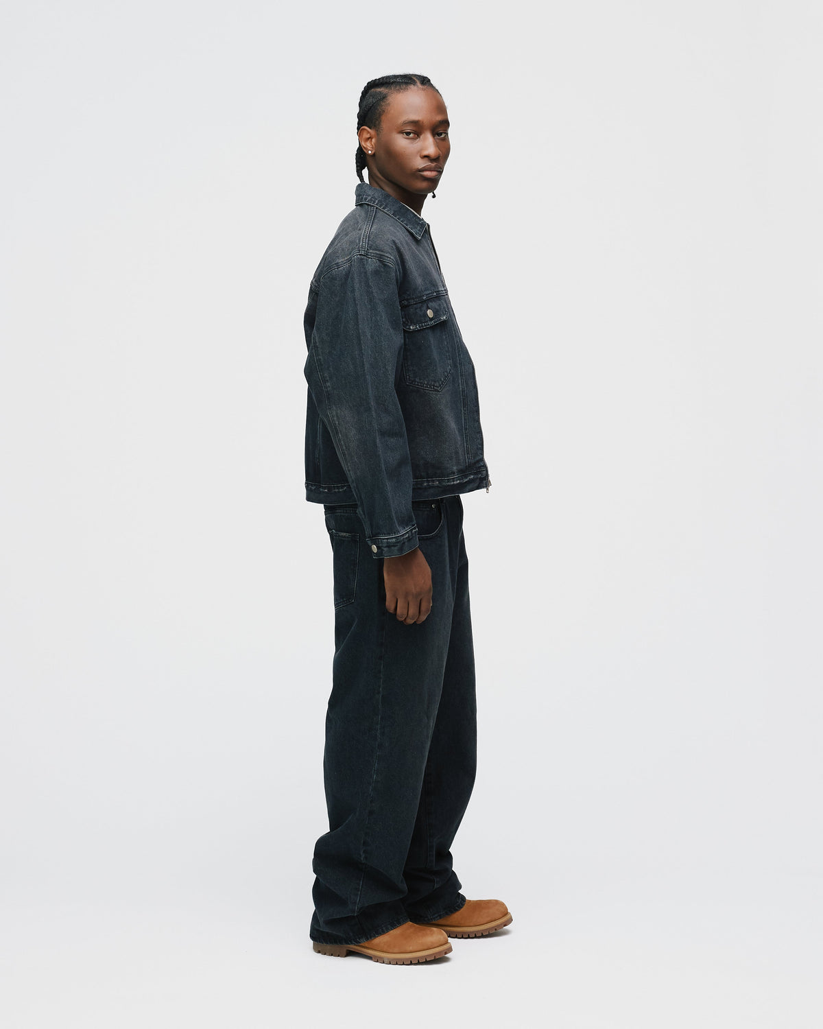 Baggy Denim Pants - Washed Black