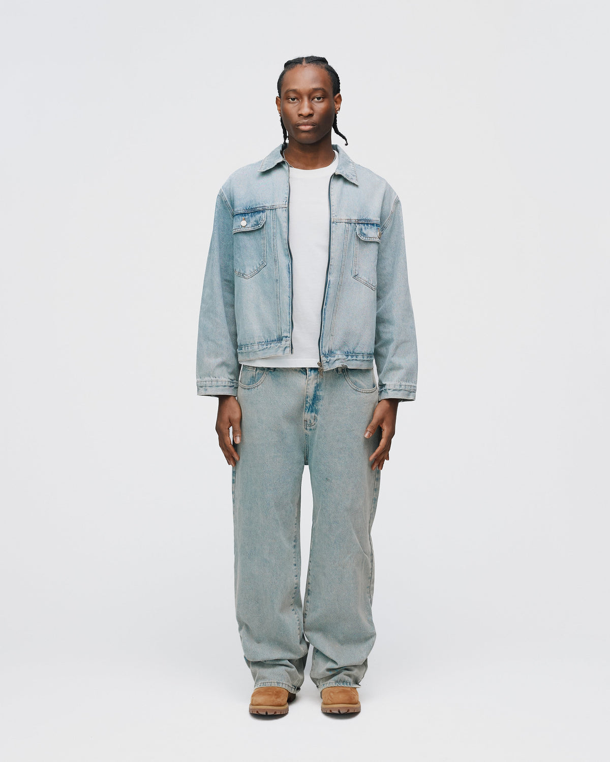 Denim Zip Jacket - Washed Blue