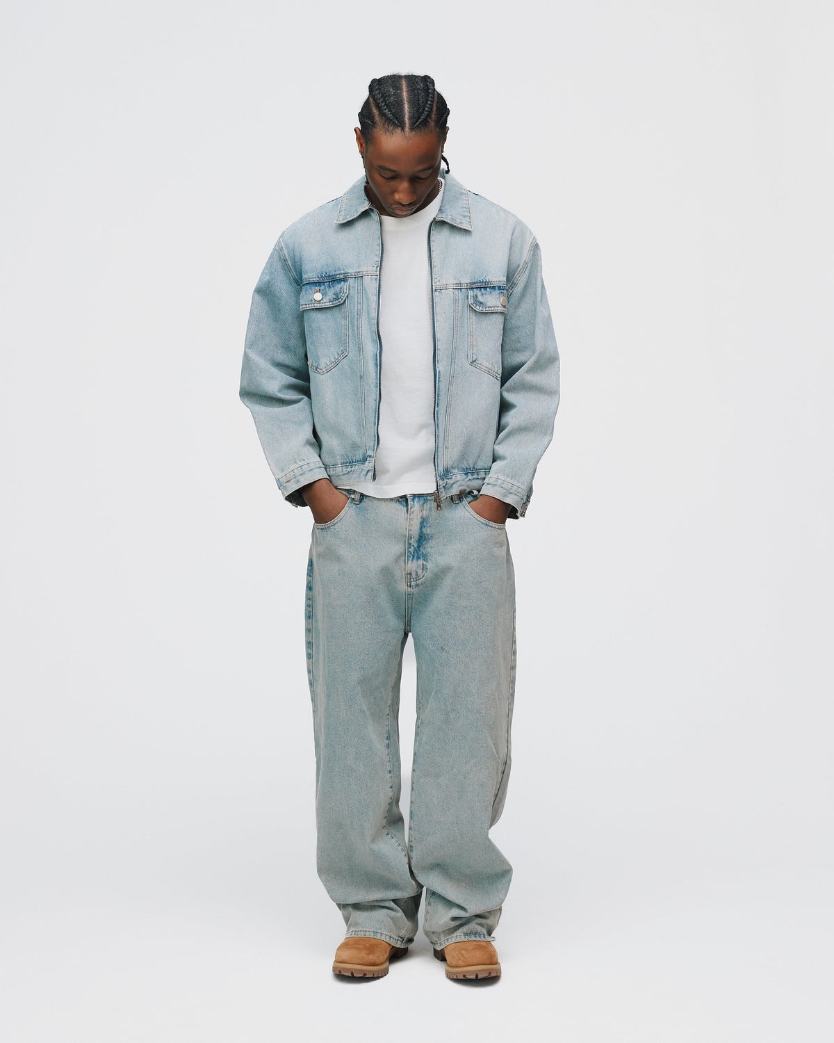 Baggy Denim Pants - Washed Blue