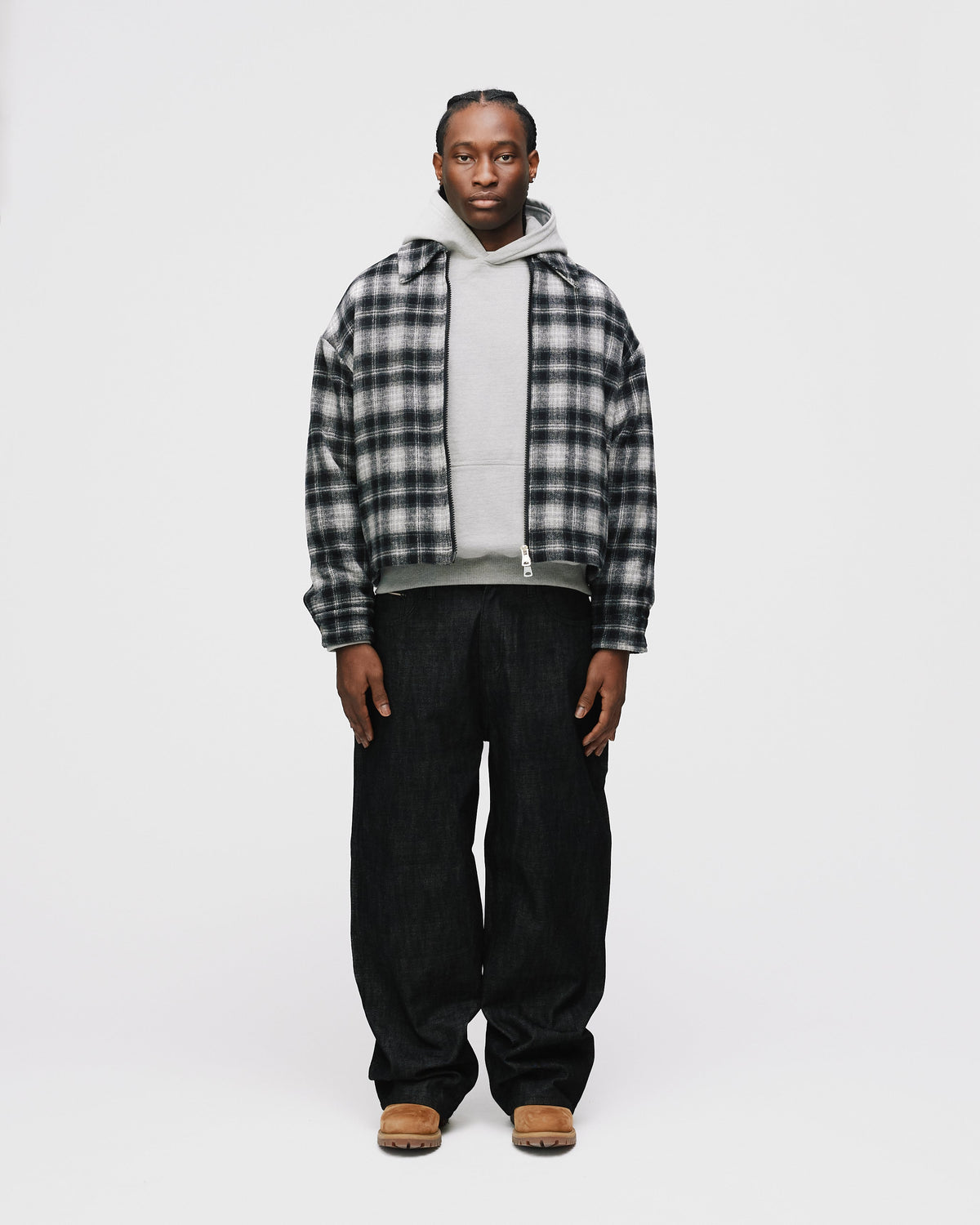 Flannel Zip Overshirt - Black