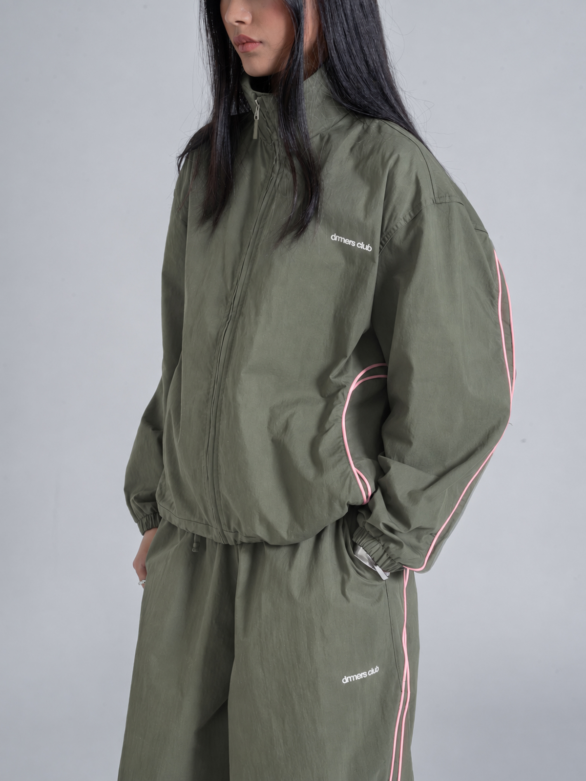 WAVY TRACK JACKET - OLIVE GREEN