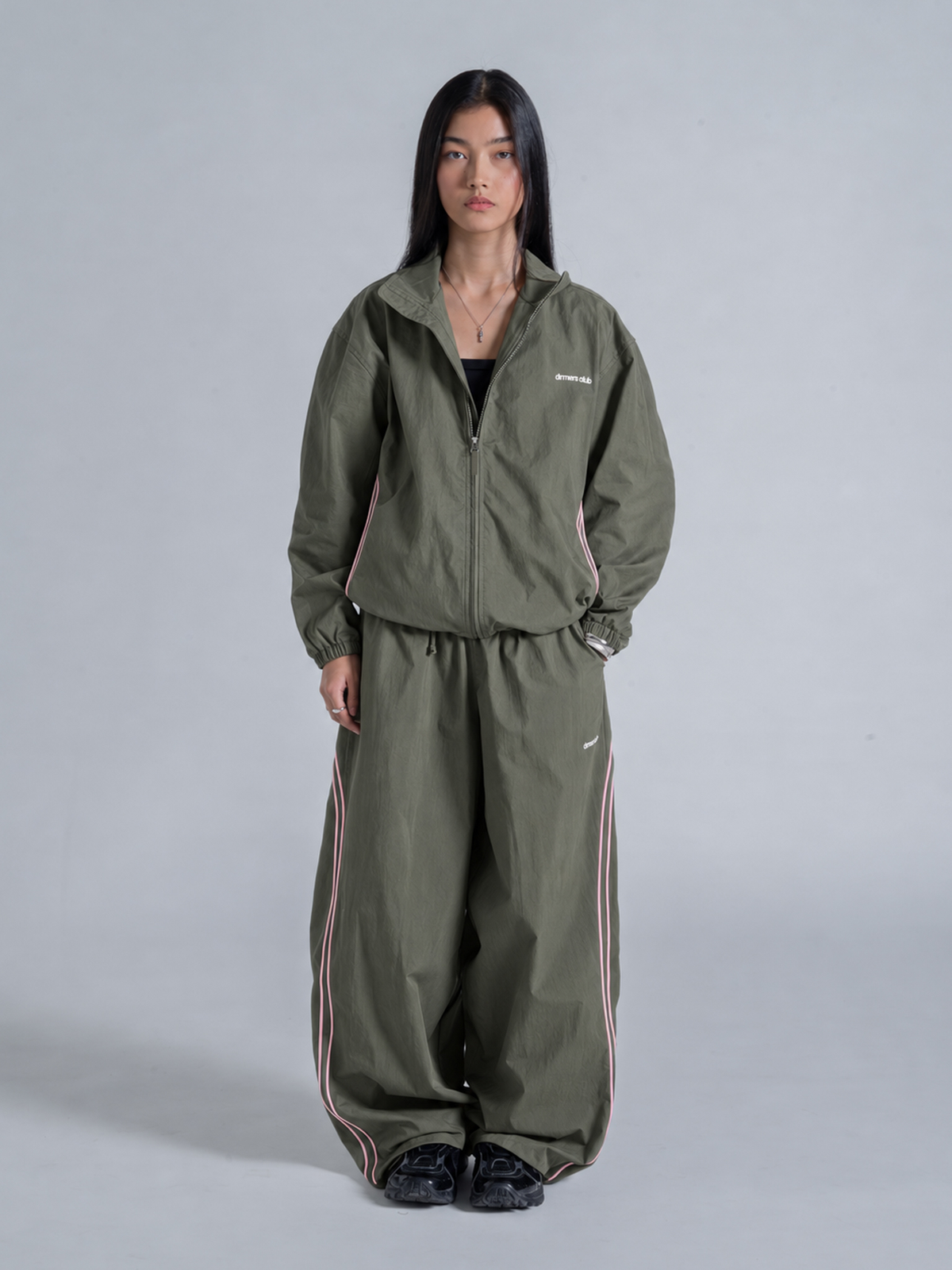 WAVY TRACK JACKET - OLIVE GREEN