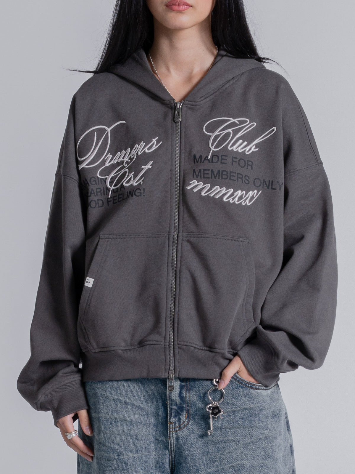 CURSIVE ZIP UP - DARK TAUPE