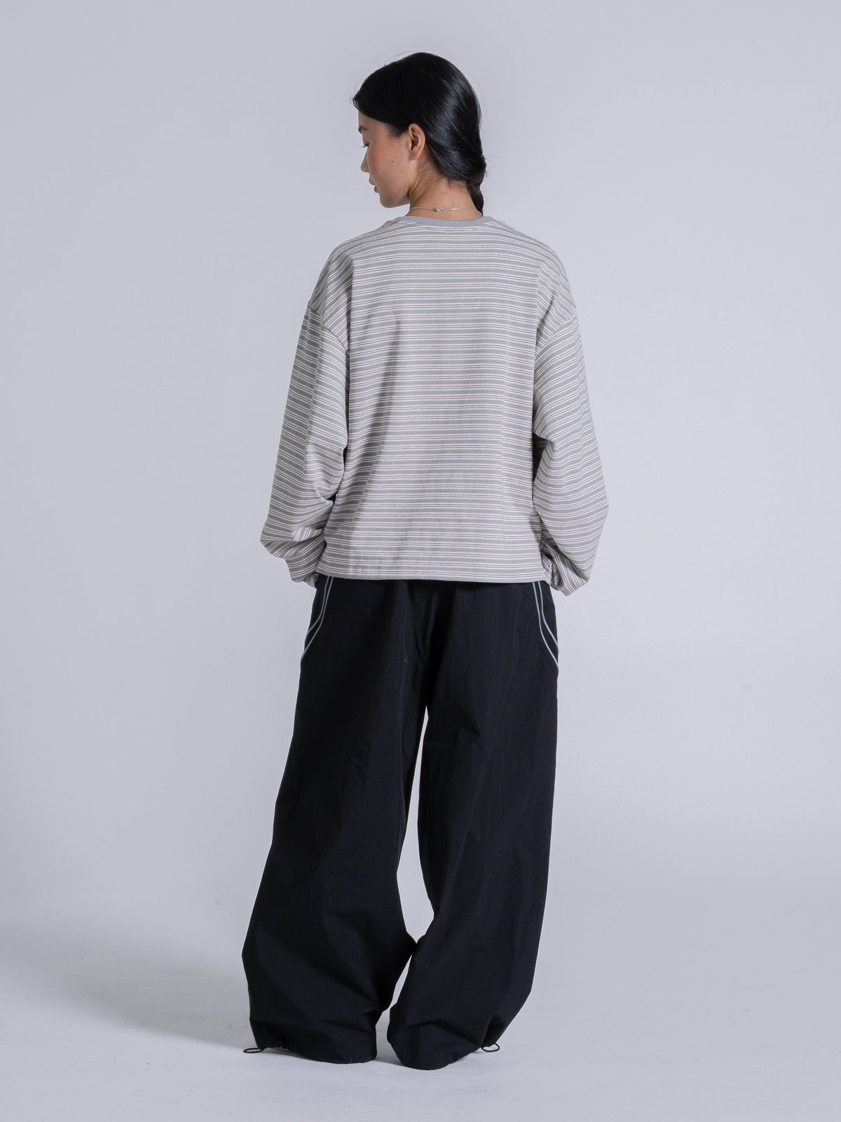 POCKET STRIPED LONG SLEEVE - LIGHT GREY
