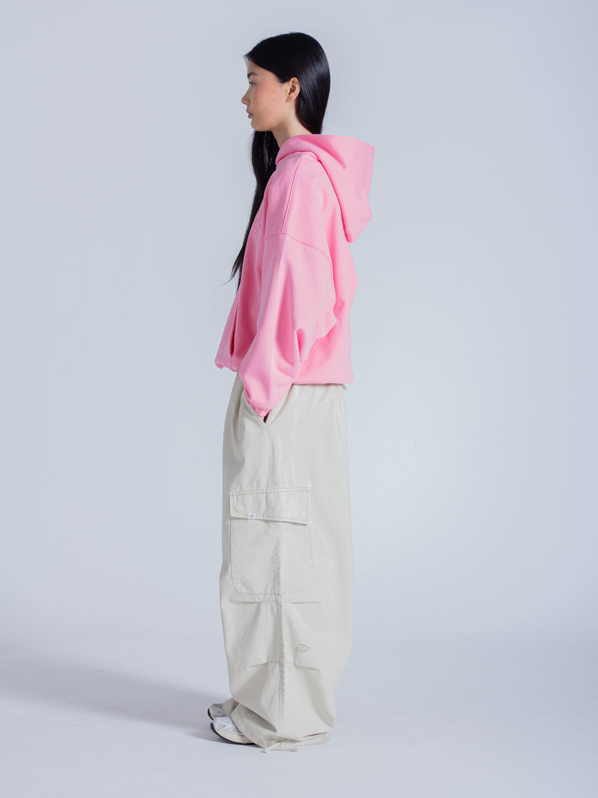 DOODLE TEXT HOODIE - PINK