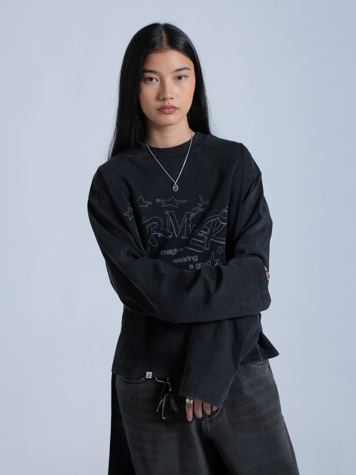 LINEWORK LONG SLEEVE TEE - VINTAGE BLACK