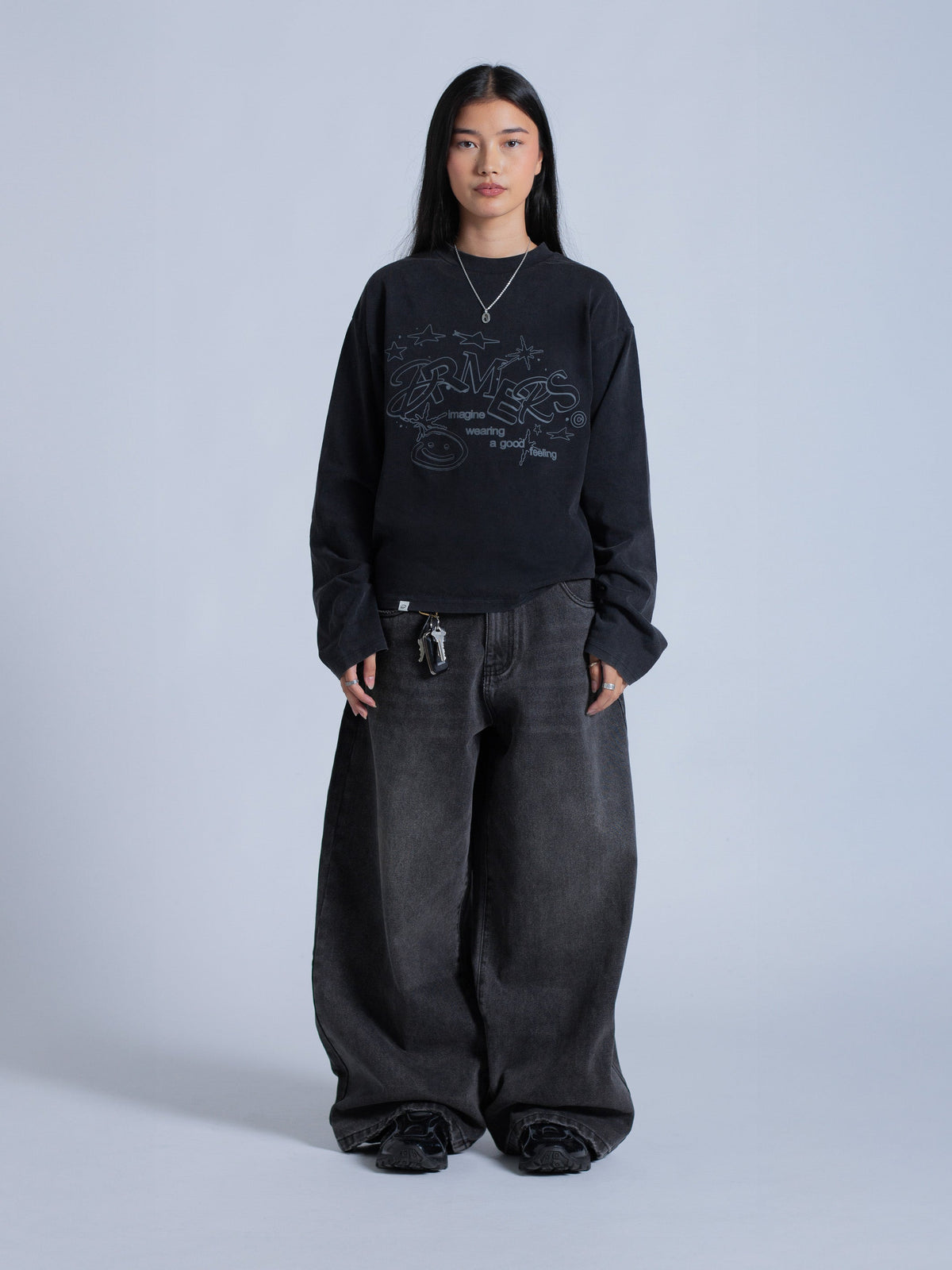 LINEWORK LONG SLEEVE TEE - VINTAGE BLACK