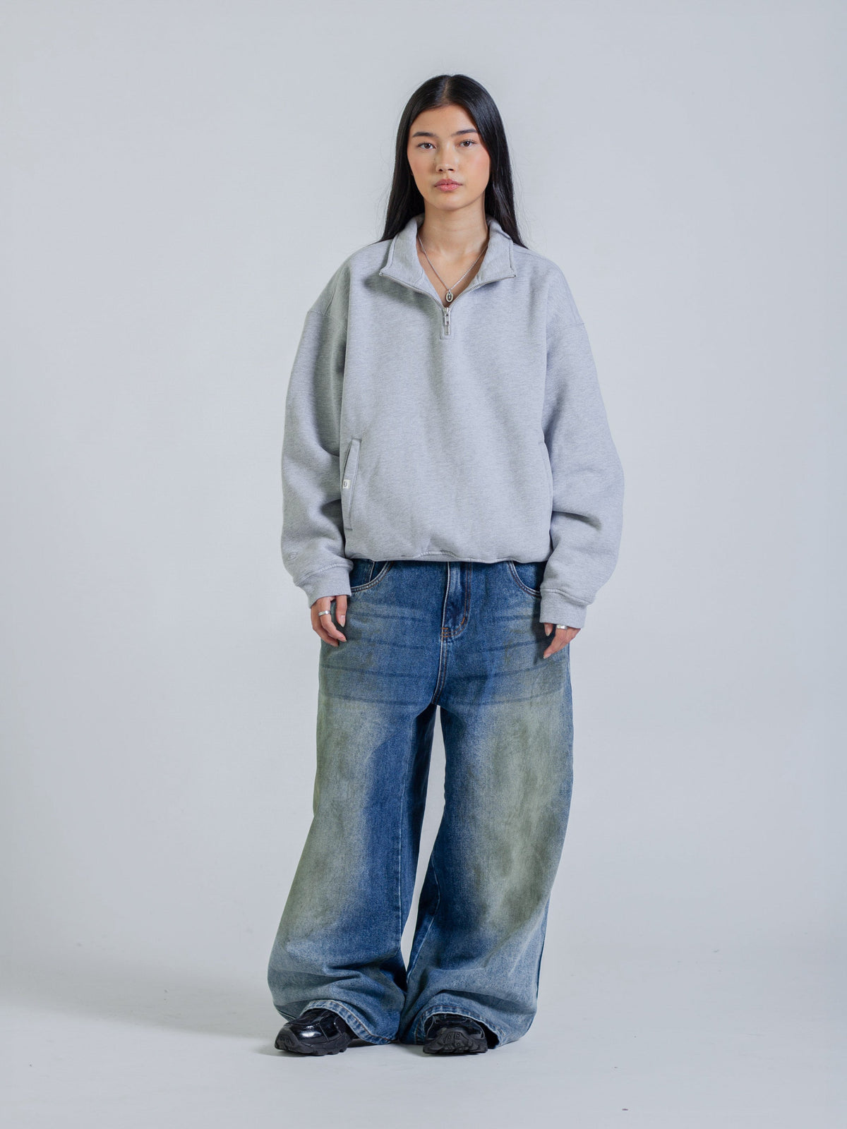 SIGNATURE BASIC QUARTER ZIP - GREY