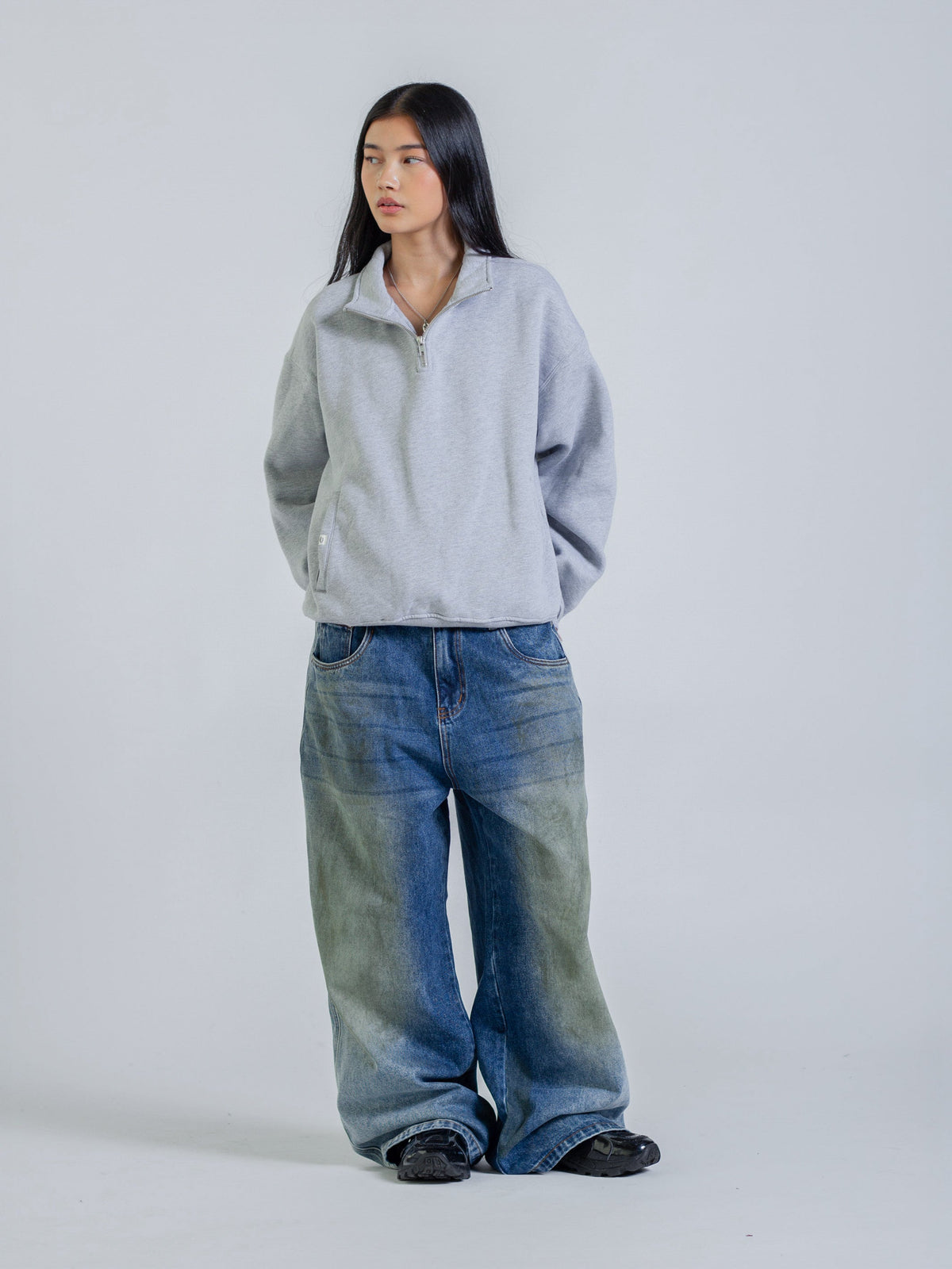 SIGNATURE BASIC QUARTER ZIP - GREY
