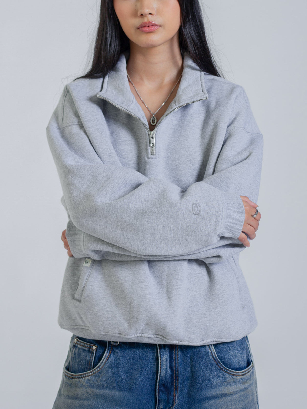 SIGNATURE BASIC QUARTER ZIP - GREY