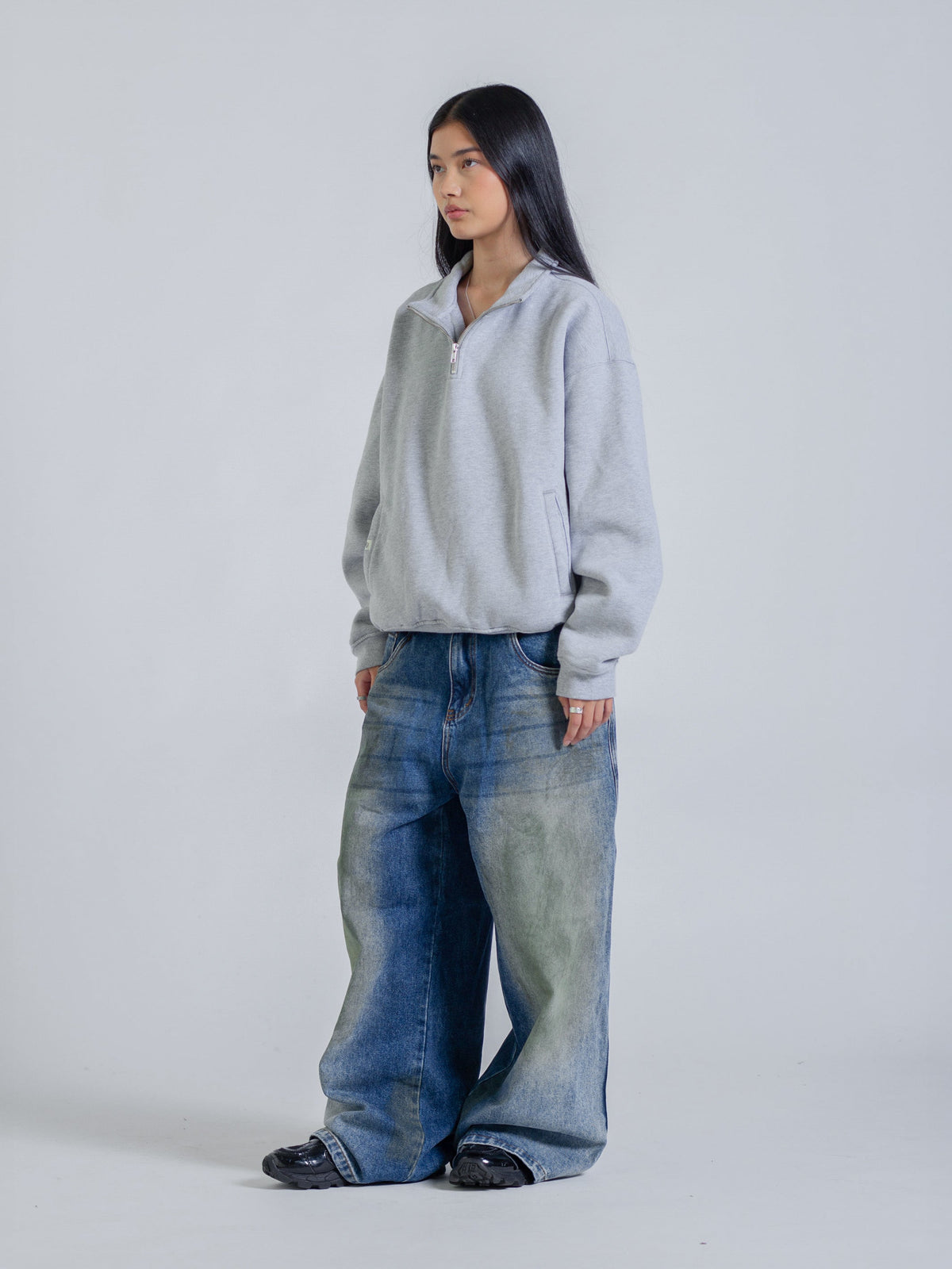 SIGNATURE BASIC QUARTER ZIP - GREY