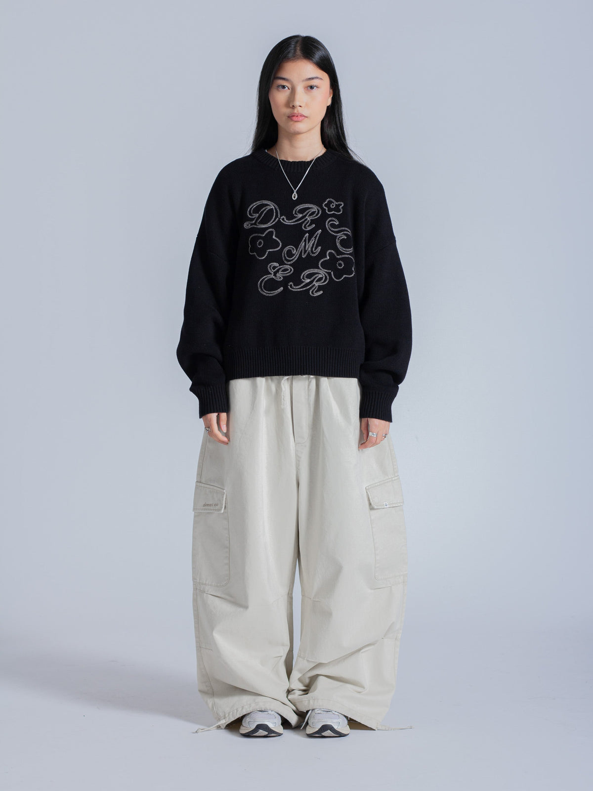 FLOWER KNIT - BLACK