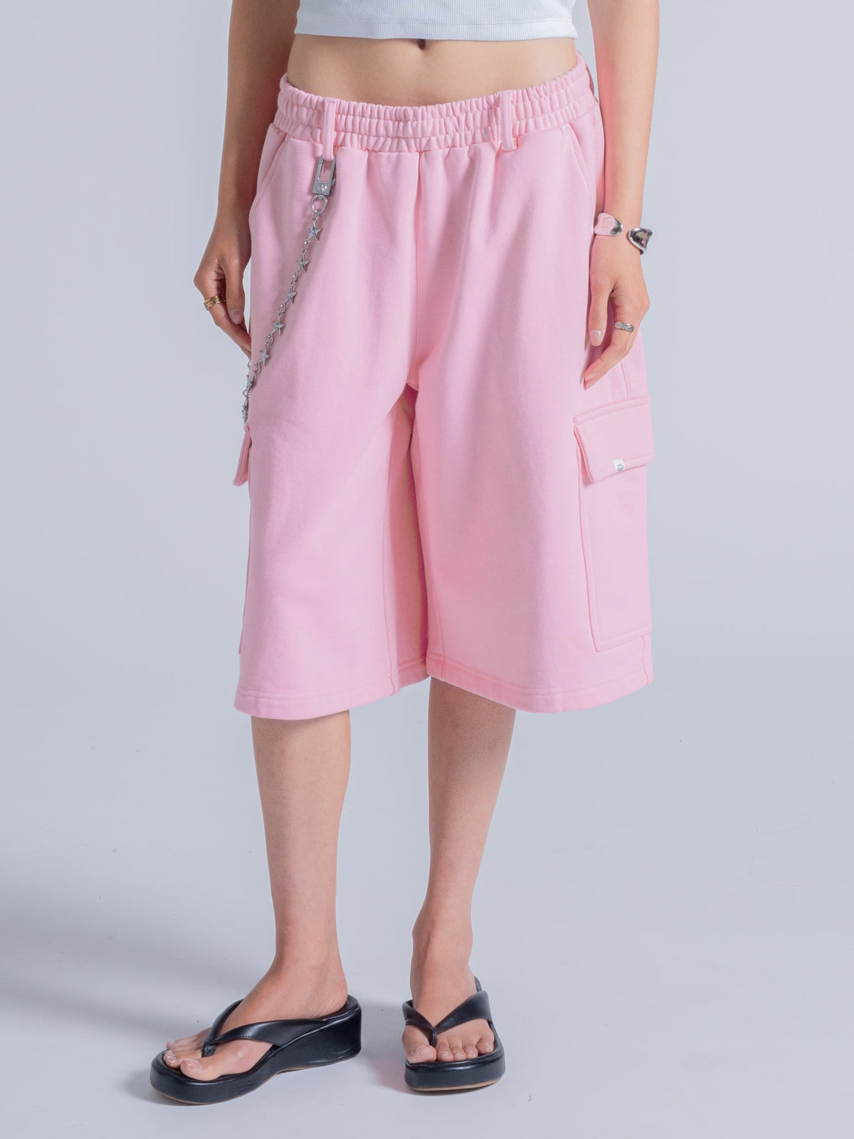 CARGO SWEAT SHORTS - LIGHT PINK