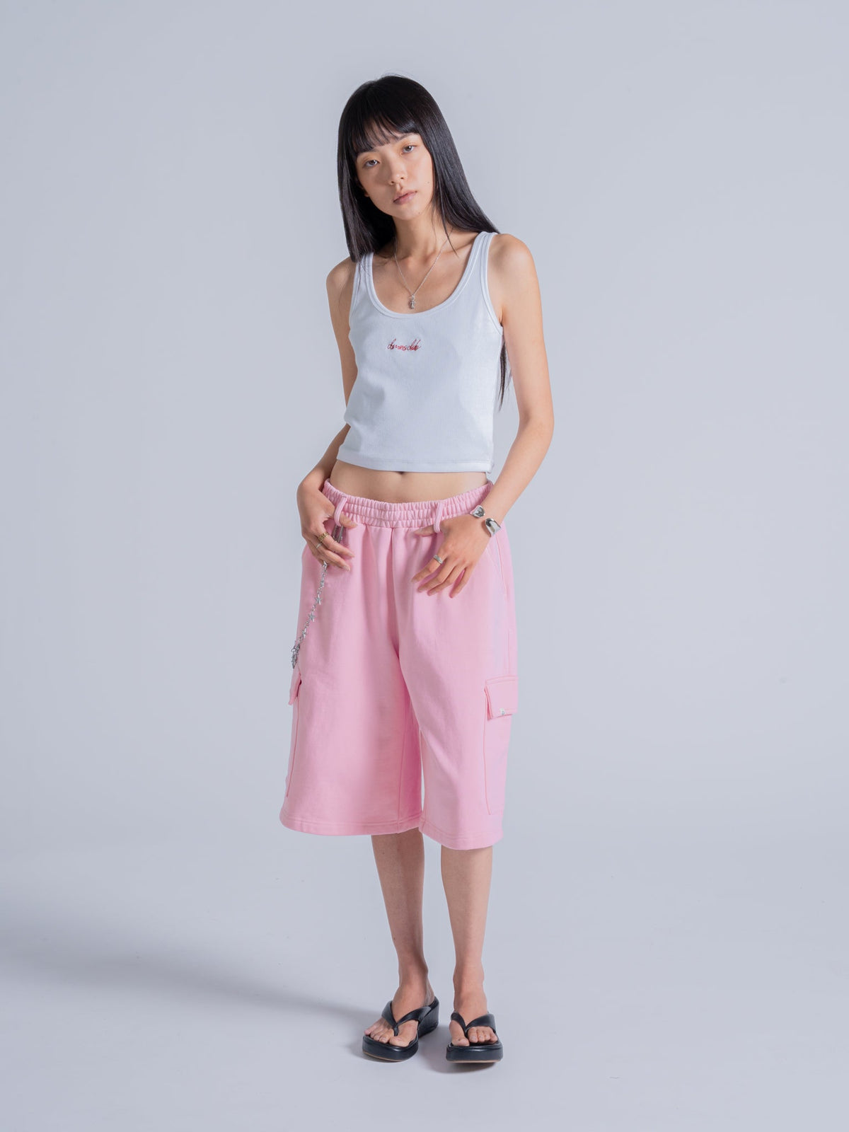 CARGO SWEAT SHORTS - LIGHT PINK