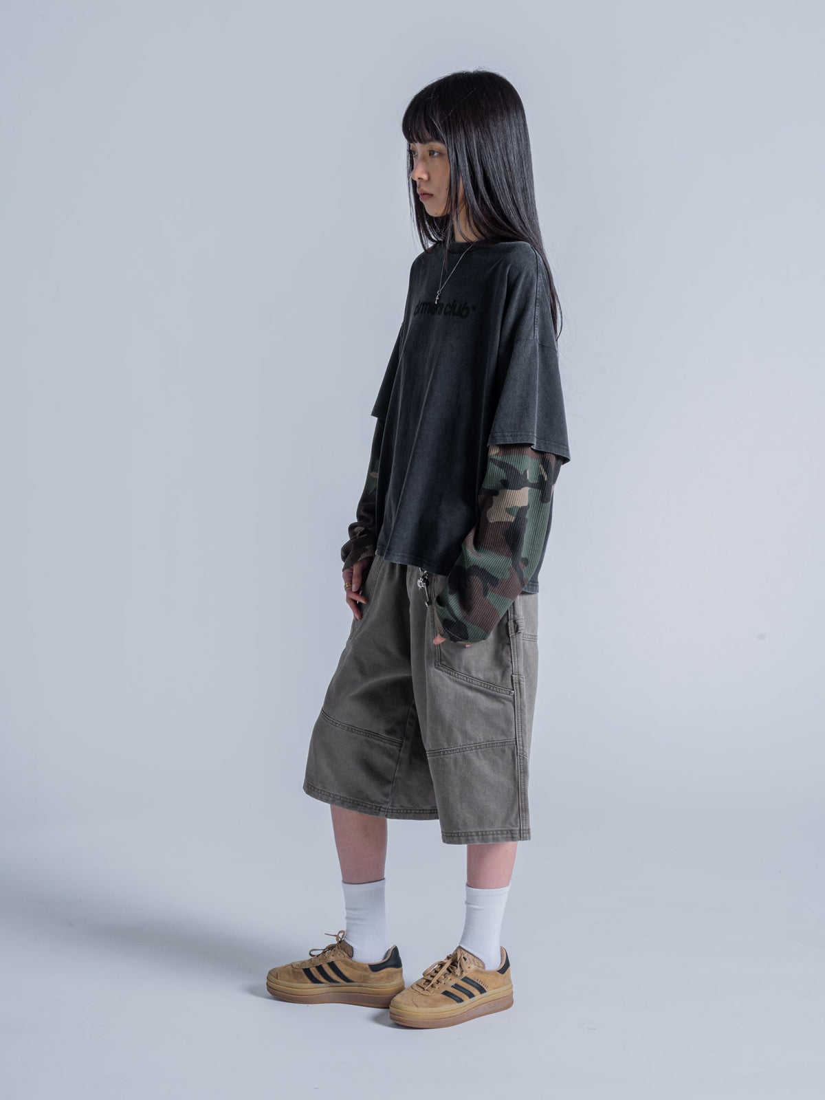 CAMO LAYERED TEE - VINTAGE BLACK