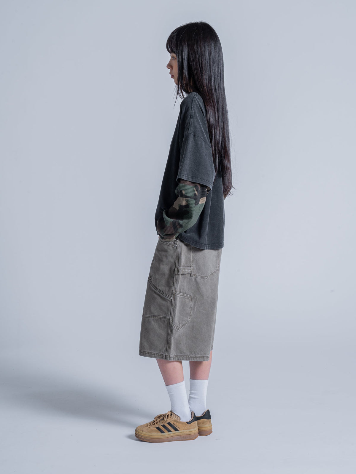 CAMO LAYERED TEE - VINTAGE BLACK