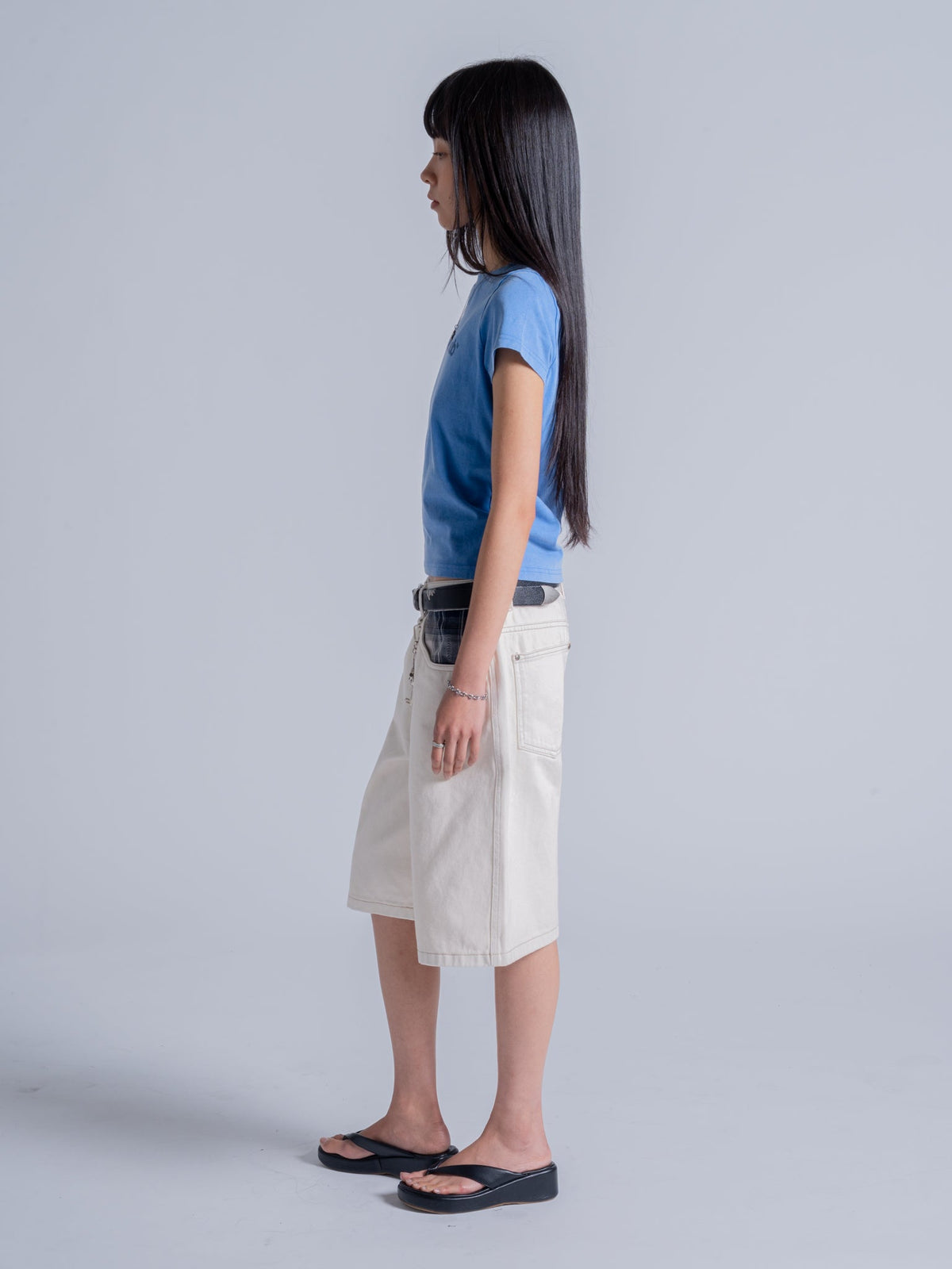 PLAID POCKET JORTS - OFF-WHITE